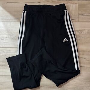 $5- Adidas Kids Black Joggers with White Stripes